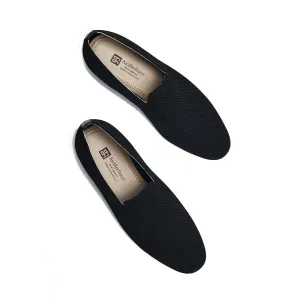 AiciBerllucci - AINA-Black Knit &Calfskin Leather Upper&Cow Leather Lining-Aina- Women Knit Flat Shoes,Comfort Loafers Penny Moccasins-Slip-on Shoes- Knit Driving Loafers -Round Toe Walking Fashion