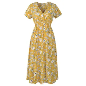 Années 40 Robe d'Été Liberty Col V Floral
