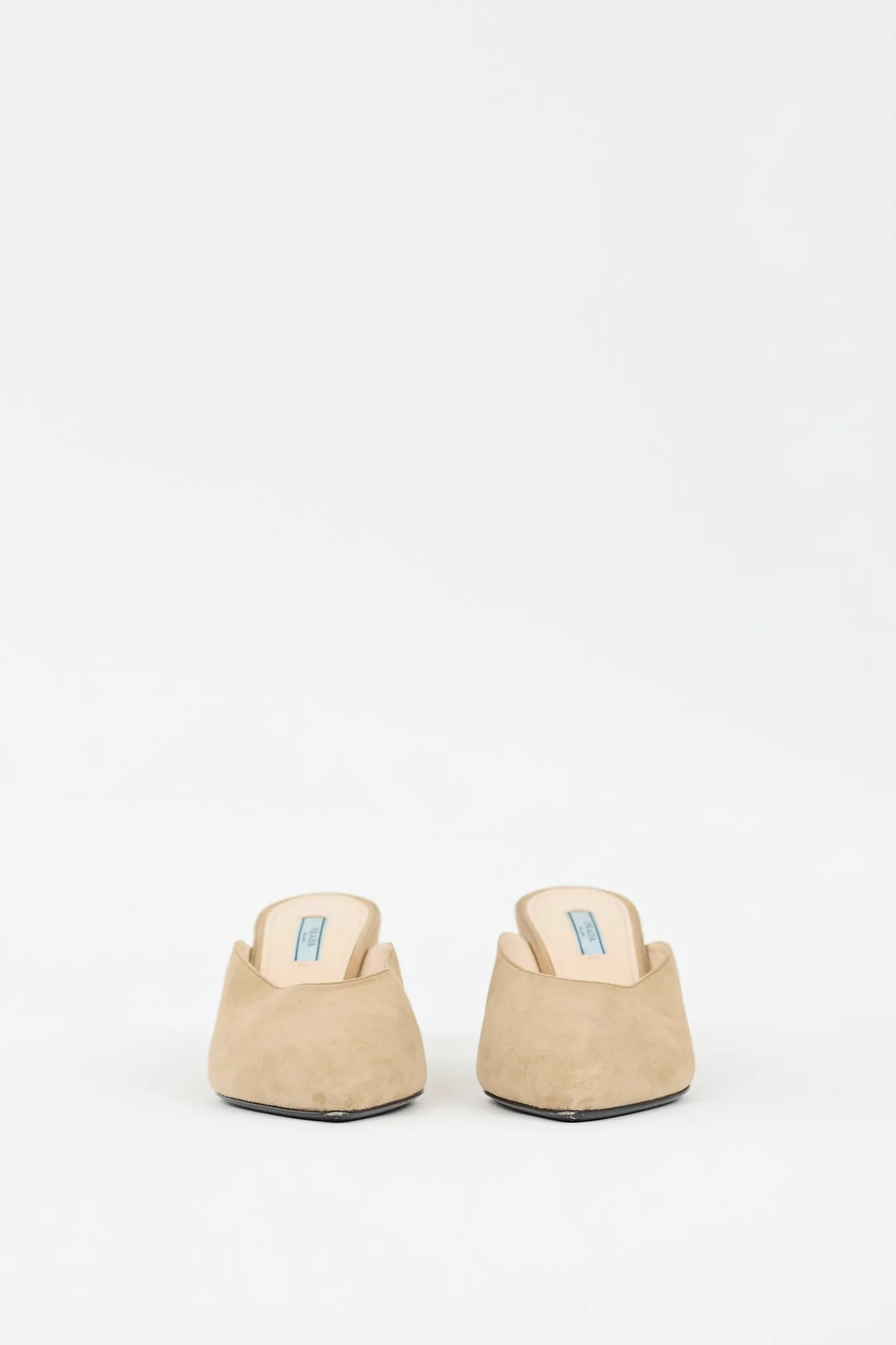 Beige Suede Pointed Toe Mule