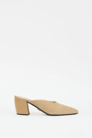 Beige Suede Pointed Toe Mule