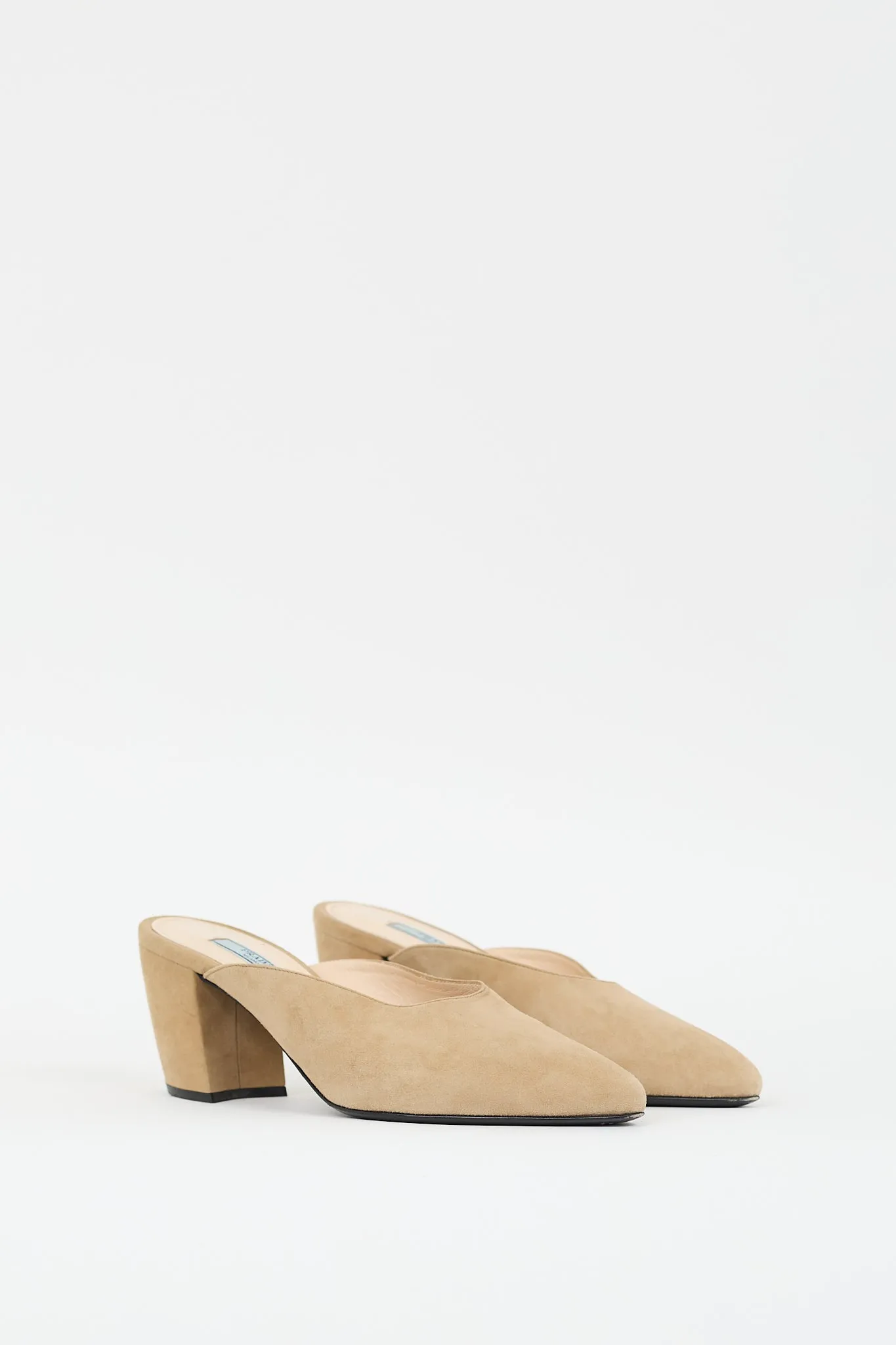 Beige Suede Pointed Toe Mule