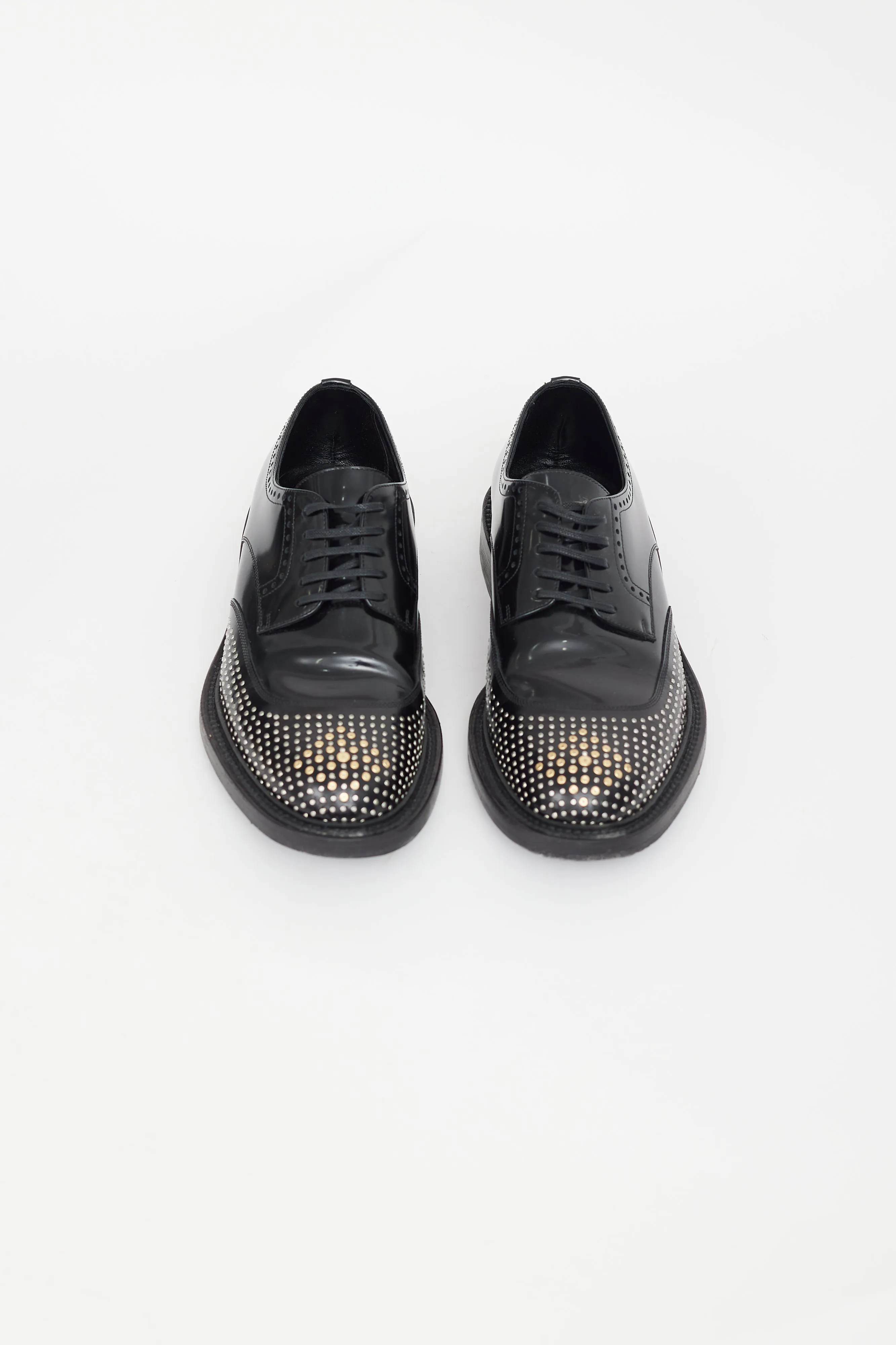 Black Patent Nail Studded Brogue