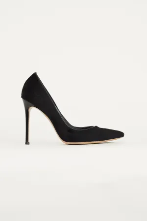 Black Textured Pointed Toe Pump