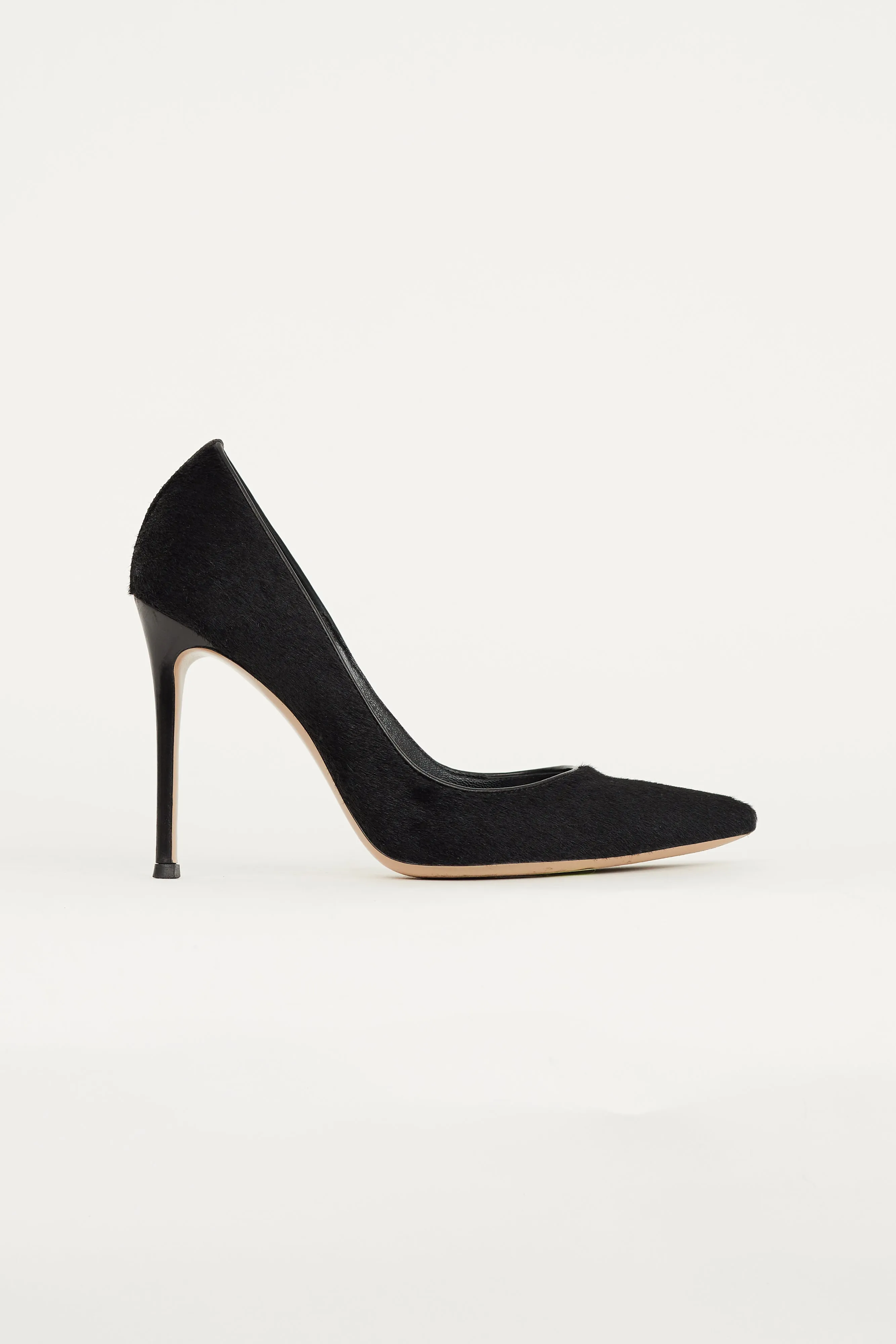 Black Textured Pointed Toe Pump