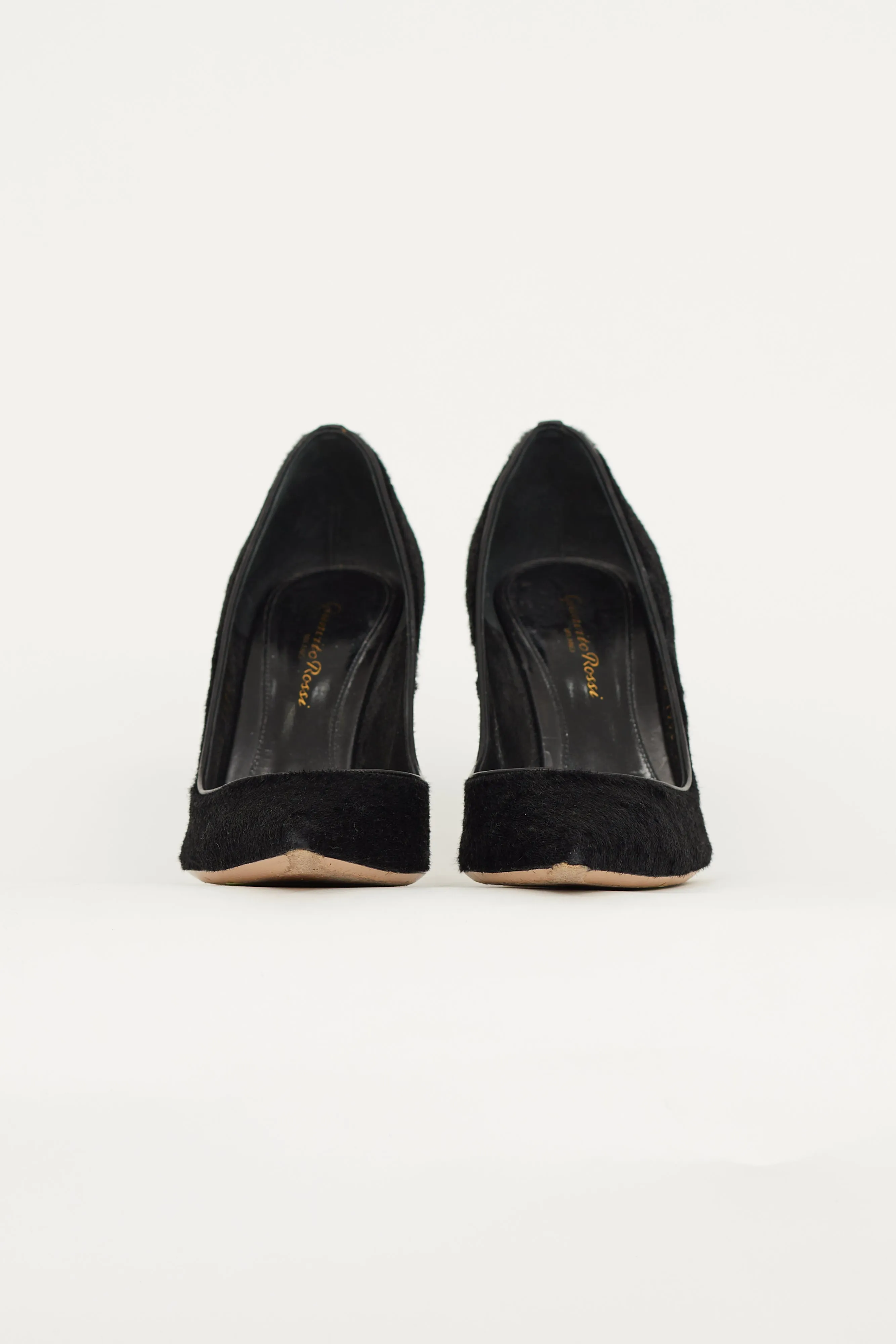 Black Textured Pointed Toe Pump