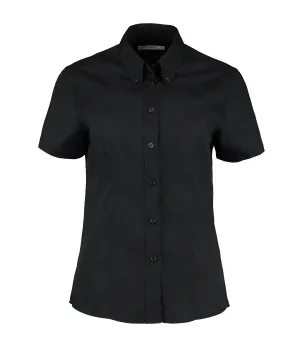 Black* - Women's corporate Oxford blouse short-sleeved (tailored fit)