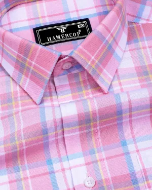 Britof Pink With White Check Oxford Cotton Shirt