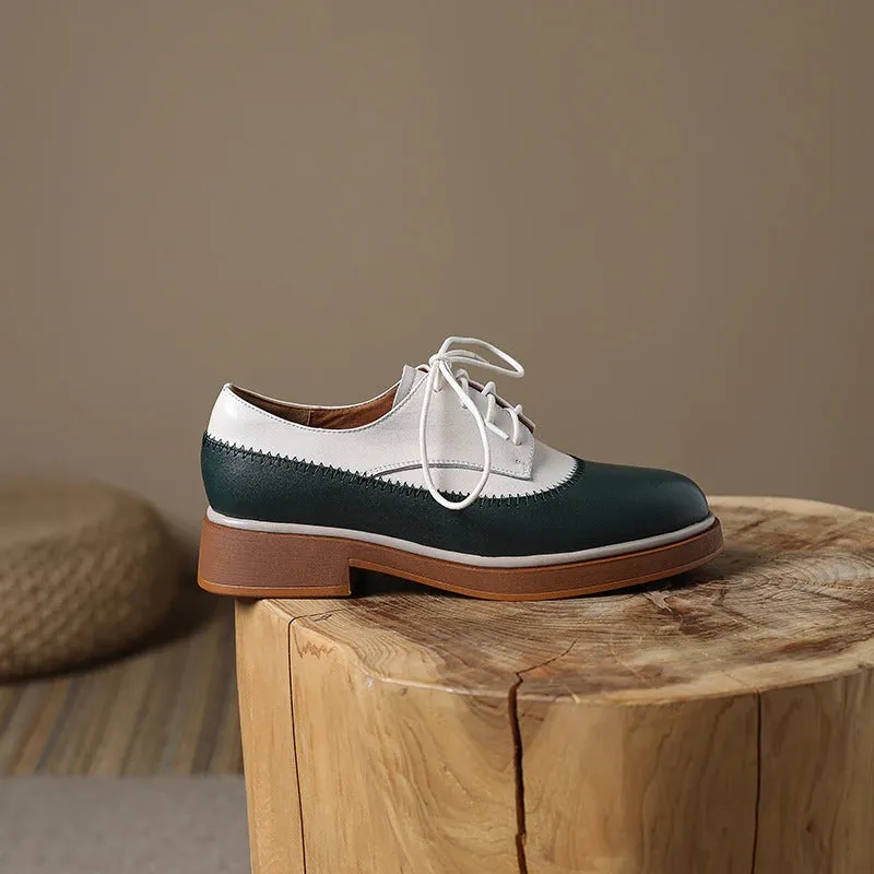 Classic Leisure Vegan Leather Lace-Up Wingtip Oxford Shoes