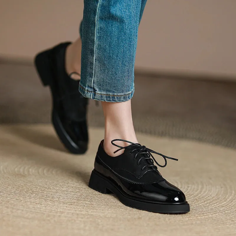 Classic Leisure Vegan Leather Lace-Up Wingtip Oxford Shoes