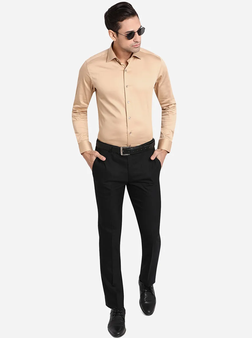 Dark Beige Solid Slim Fit Party Wear Shirt | Wyre