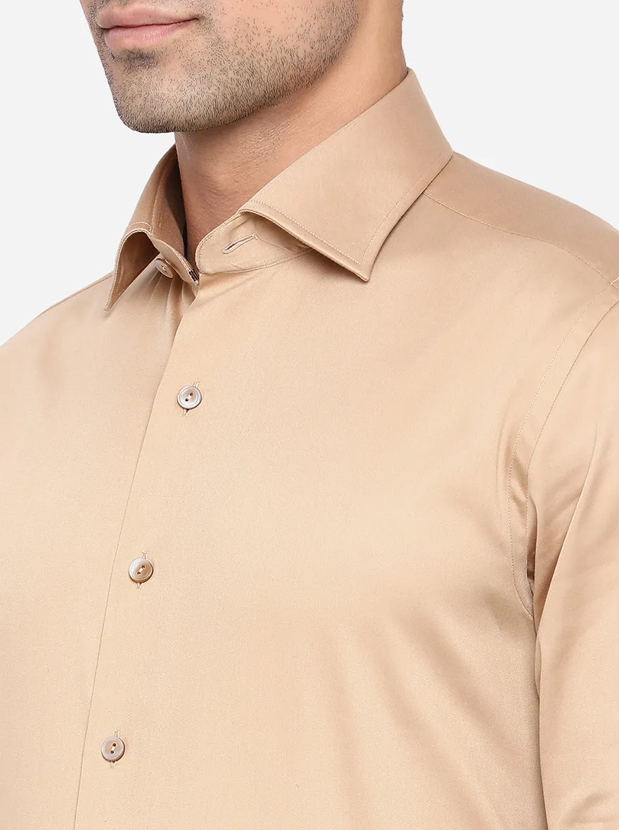 Dark Beige Solid Slim Fit Party Wear Shirt | Wyre