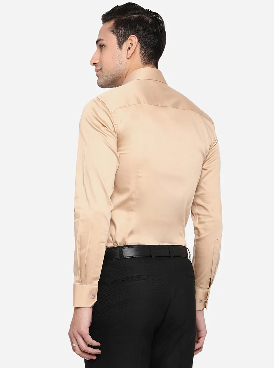 Dark Beige Solid Slim Fit Party Wear Shirt | Wyre