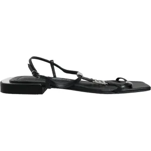 Dolce & Gabbana Black Leather Logo Ankle Strap Keira Sandals Shoes