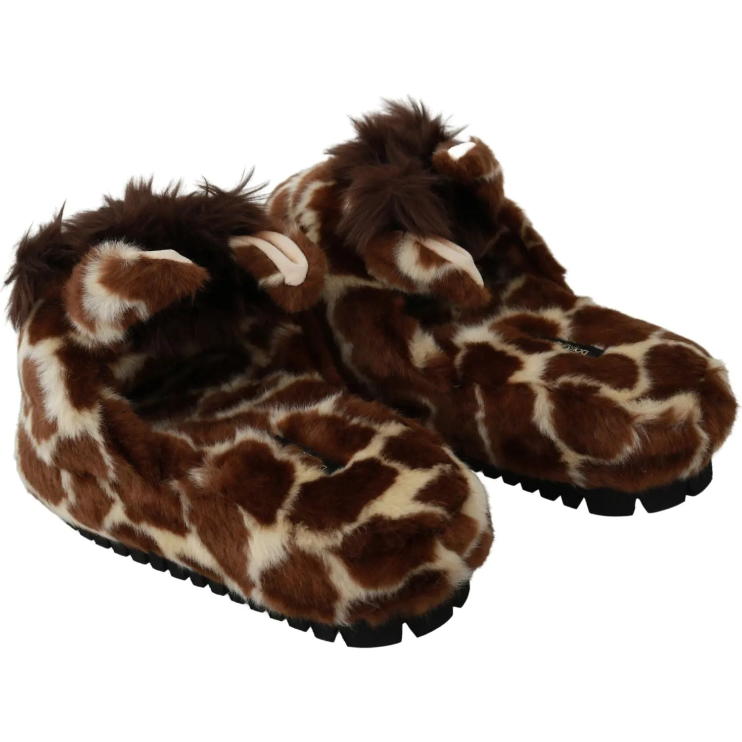 Dolce & Gabbana Elegant Giraffe Pattern Slides for Sophisticated Comfort