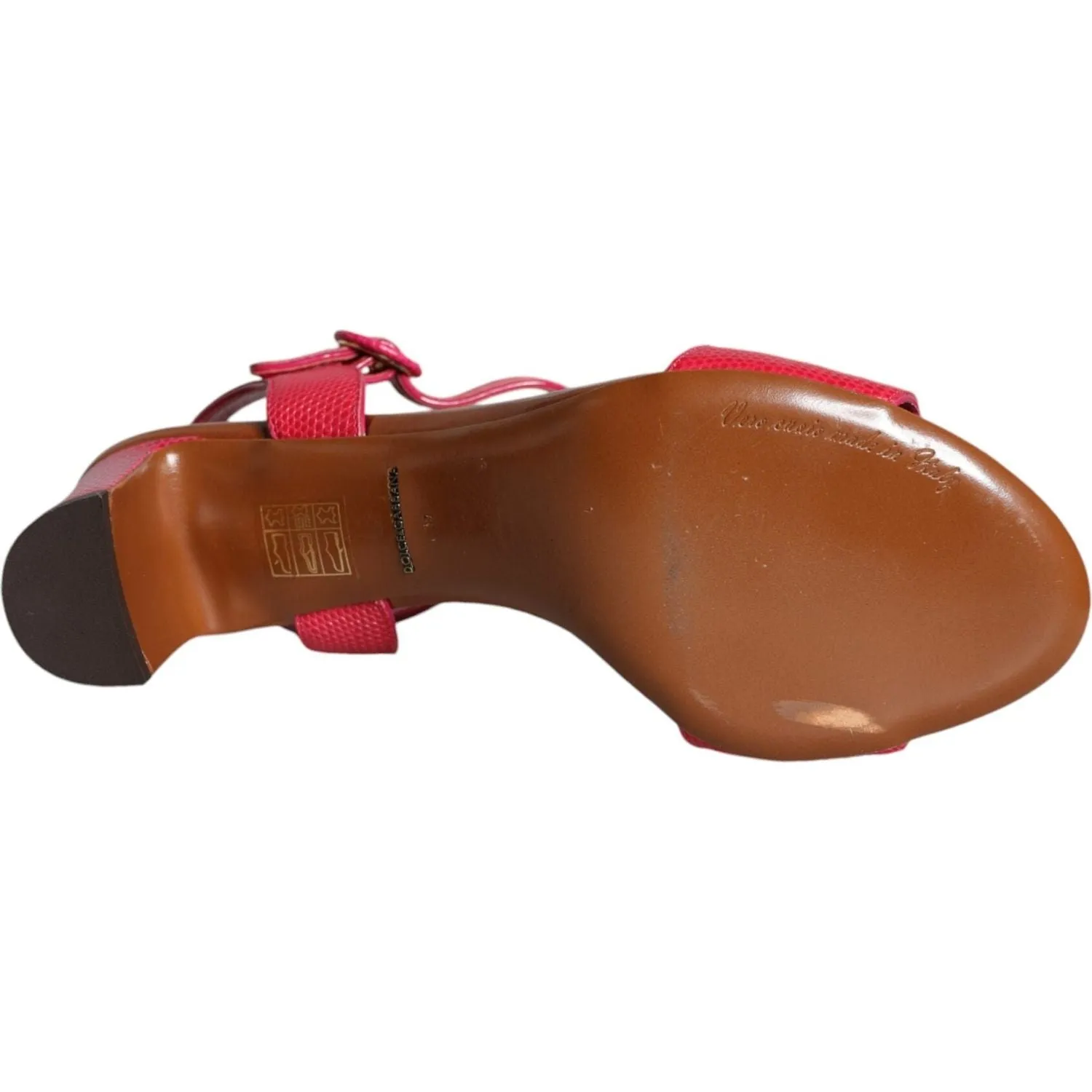 Dolce & Gabbana Fuchsia Leather Embellished Keira Sandals Shoes