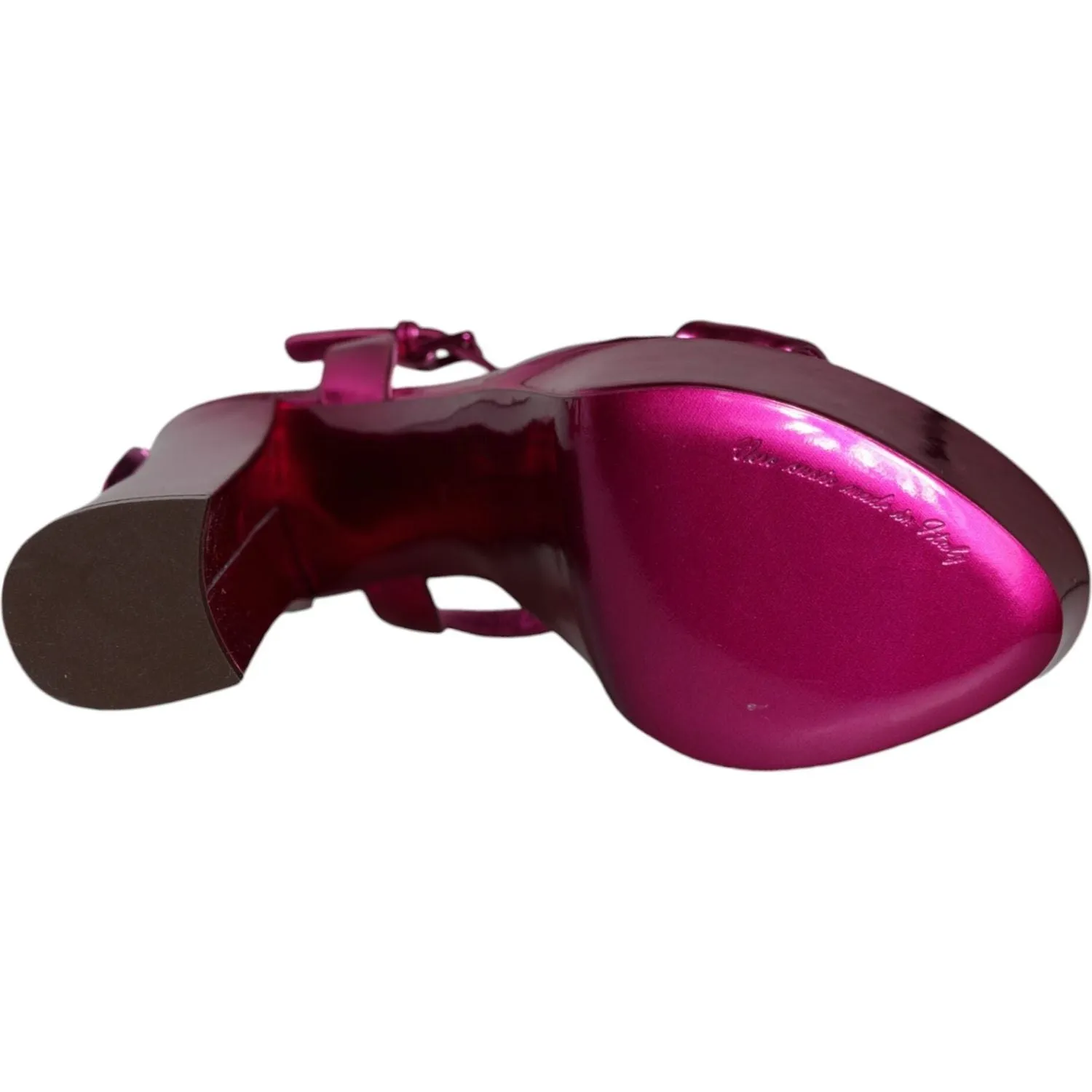 Dolce & Gabbana Fuchsia Leather Platform Logo Keira Sandals Shoes