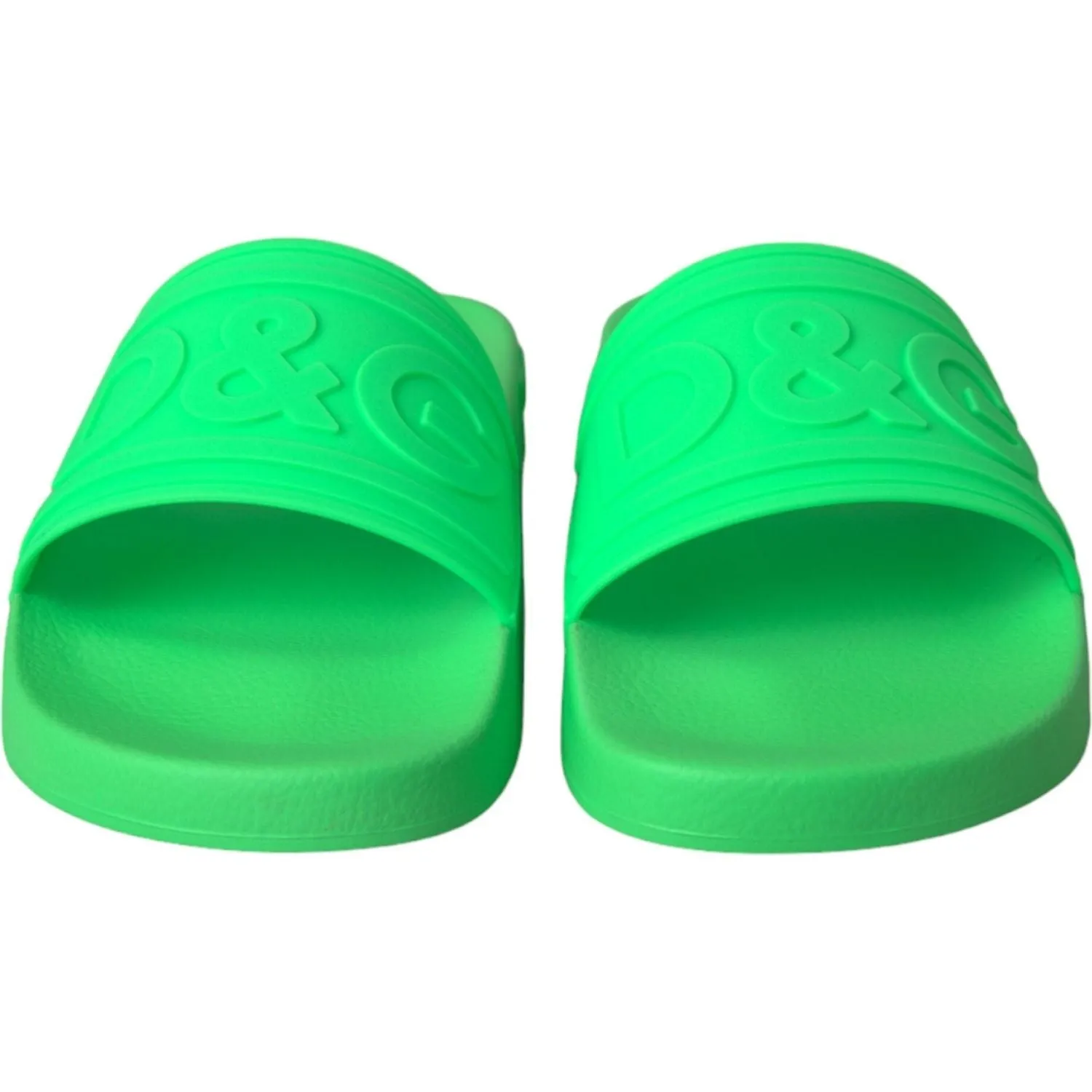 Dolce & Gabbana Green Leather Slides Sandals Beachwear Shoes