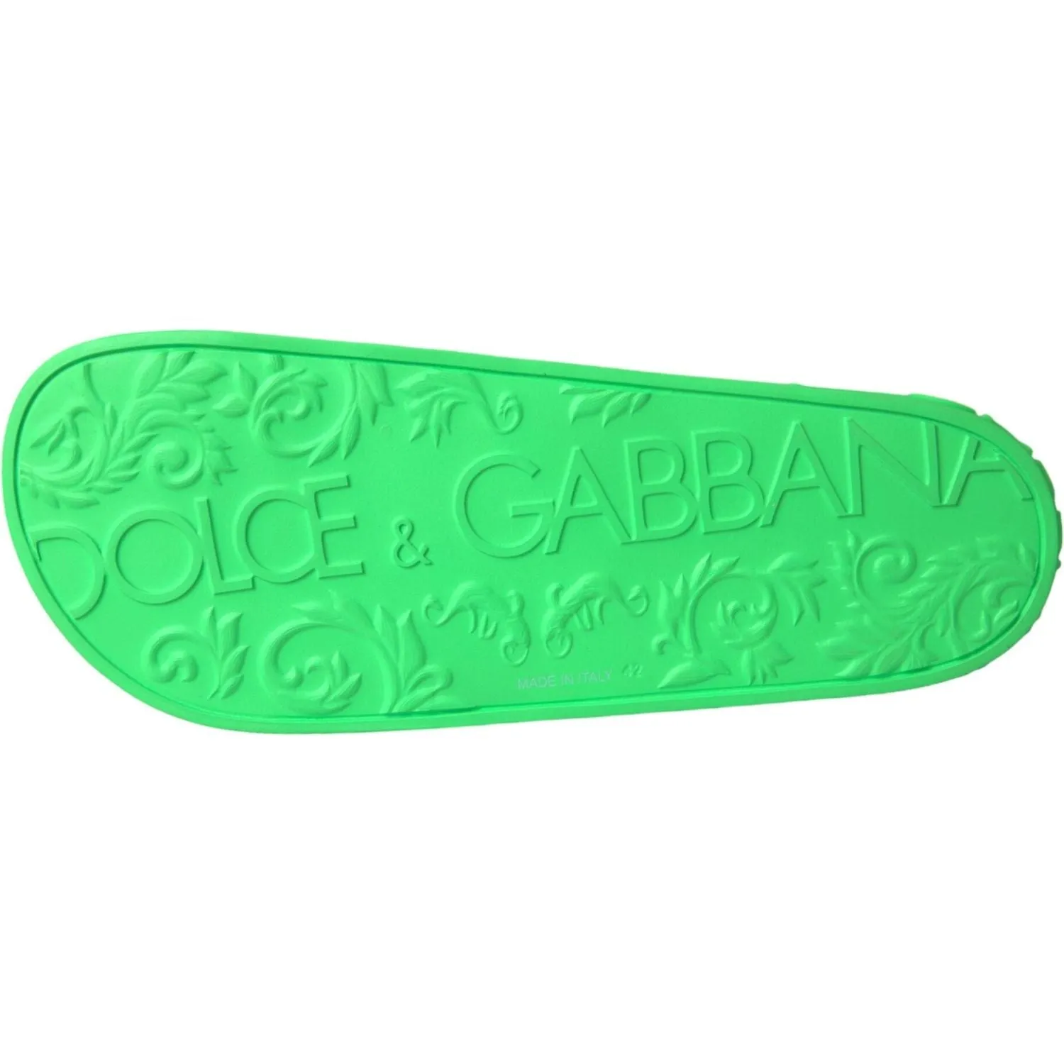 Dolce & Gabbana Green Leather Slides Sandals Beachwear Shoes