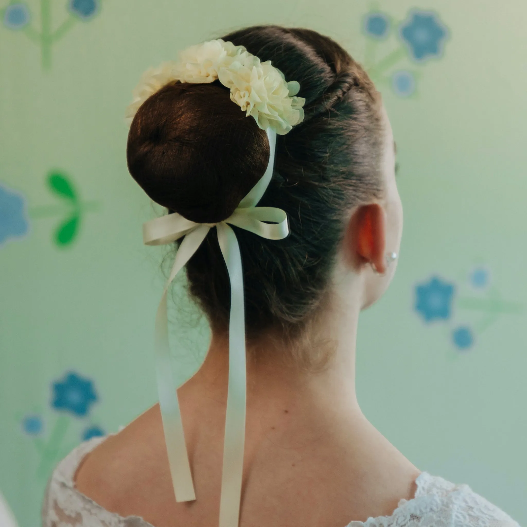 Floral Chiffon Satin Ribbon Tie