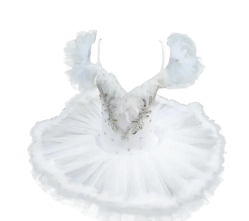 Girls Professional Ballet Tutu Pancake White Swan Lake Ballet Costume