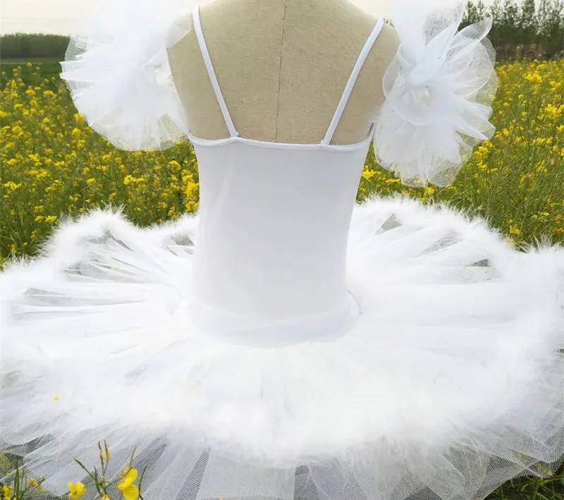 Girls Professional Ballet Tutu Pancake White Swan Lake Ballet Costume