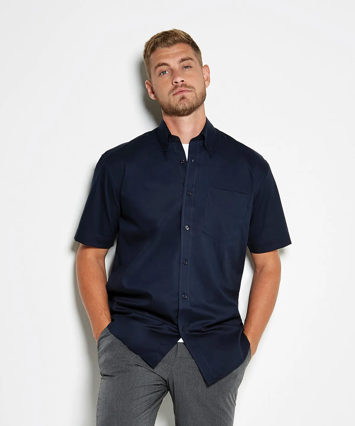 Light Blue* - Corporate Oxford shirt short-sleeved (classic fit)