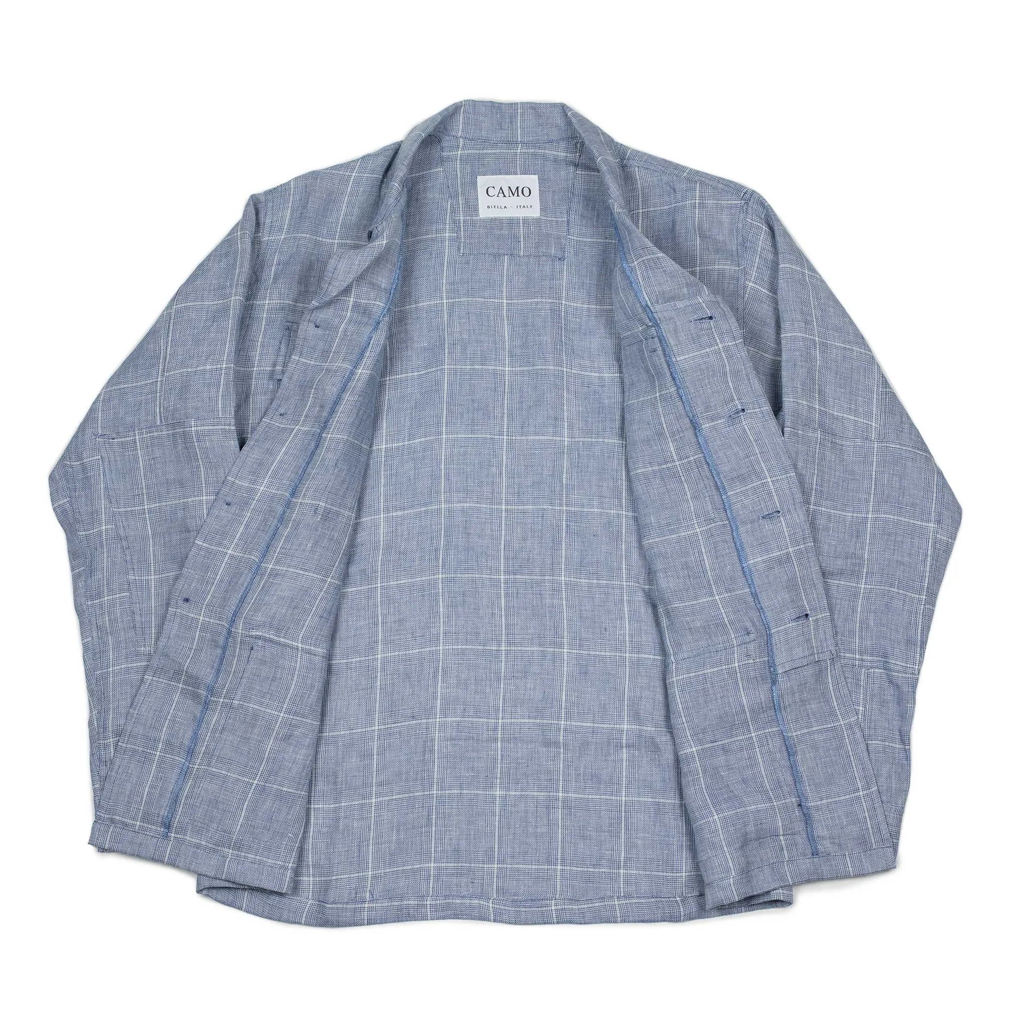 Marengo desert jacket in light blue checked linen
