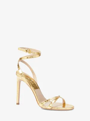 Michael Kors Metallic Python Leather Chrissy Sandals in Yellow
