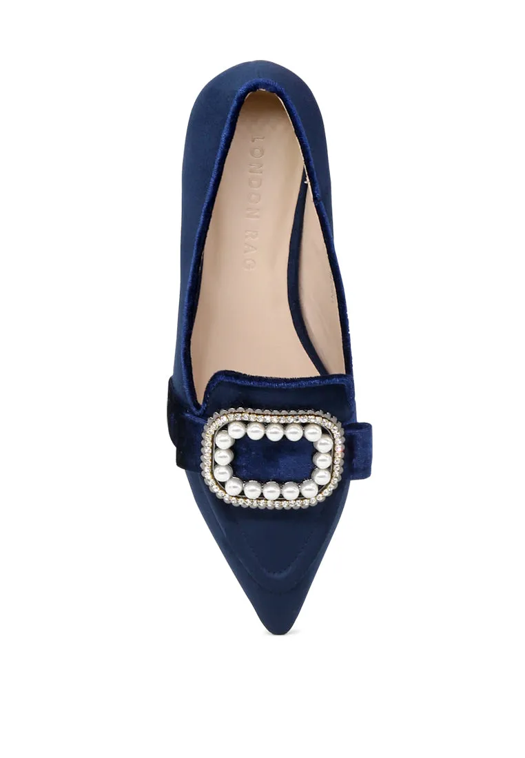 Navy Blue Pointed Flat Ballerinas