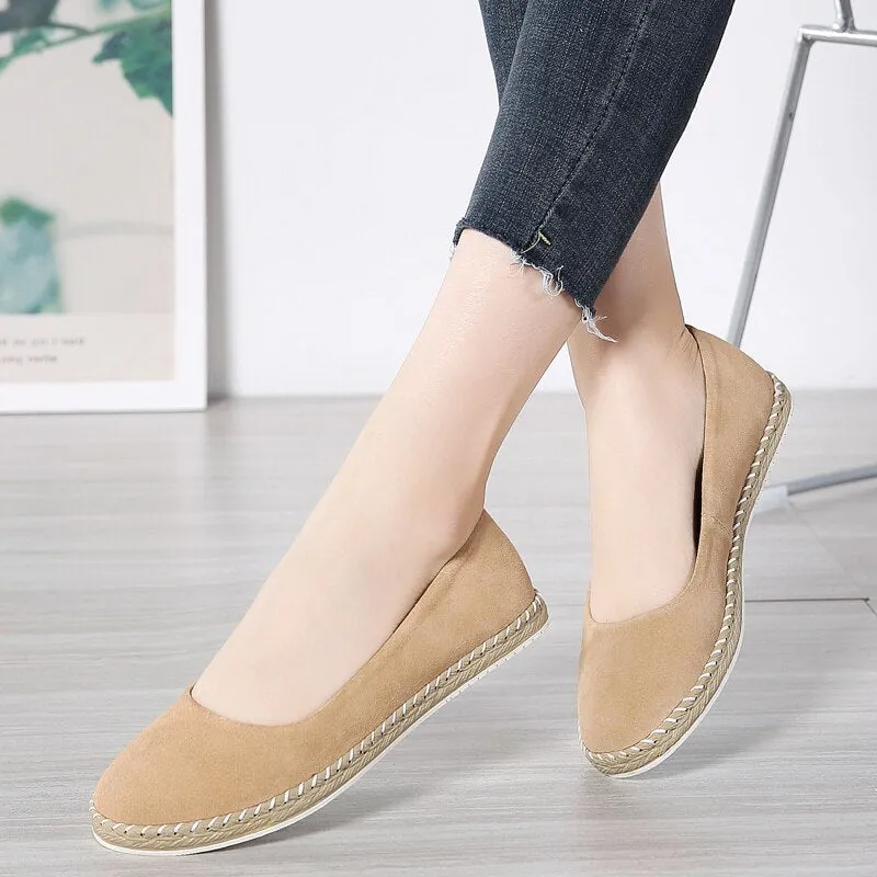 Plardin Women Plus Size Handmade Leather Splicing Flats Moccasins Loafers Ballet Flats Women Comfortable Soft Casual Shoes