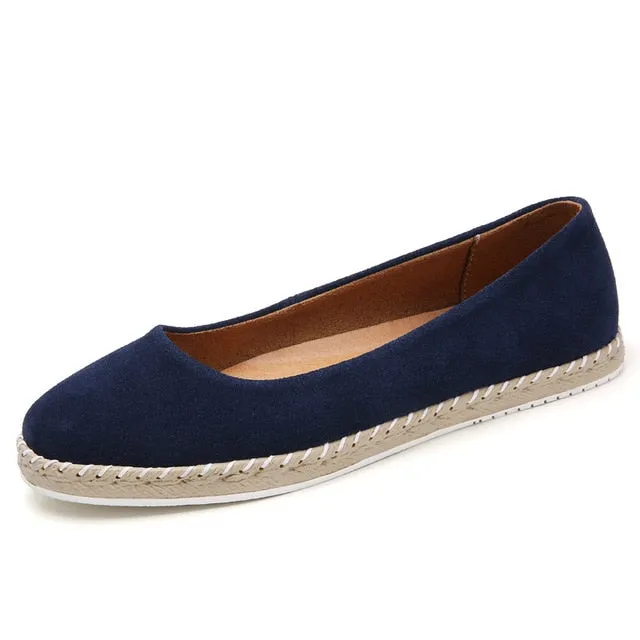 Plardin Women Plus Size Handmade Leather Splicing Flats Moccasins Loafers Ballet Flats Women Comfortable Soft Casual Shoes