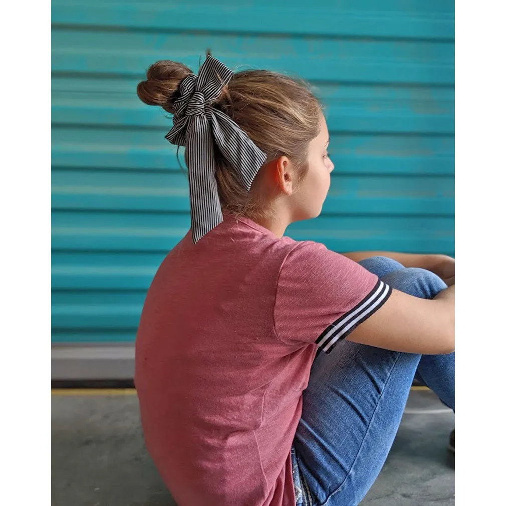 Printed Long Tail Bow Hair Scrunchie