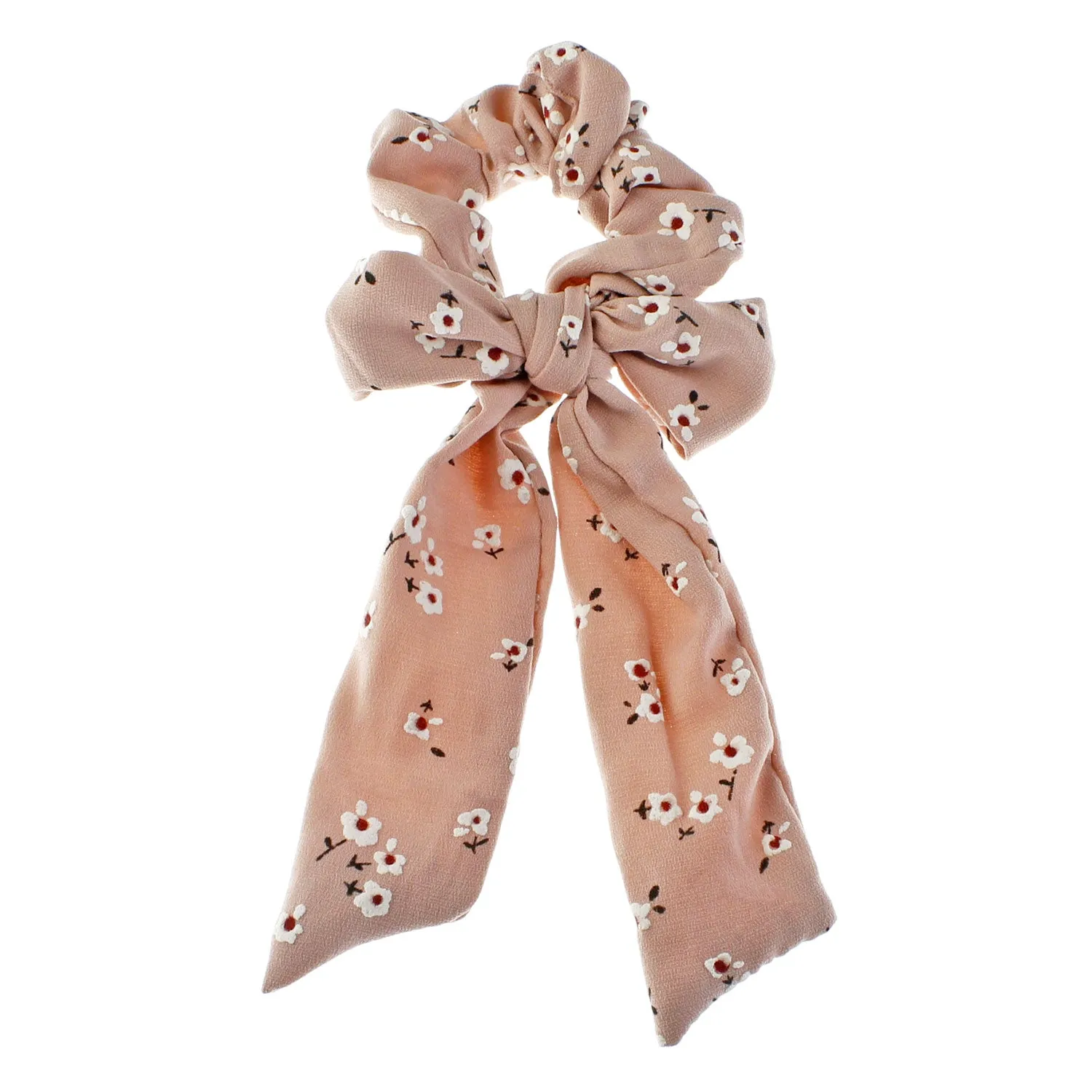 Printed Long Tail Bow Hair Scrunchie