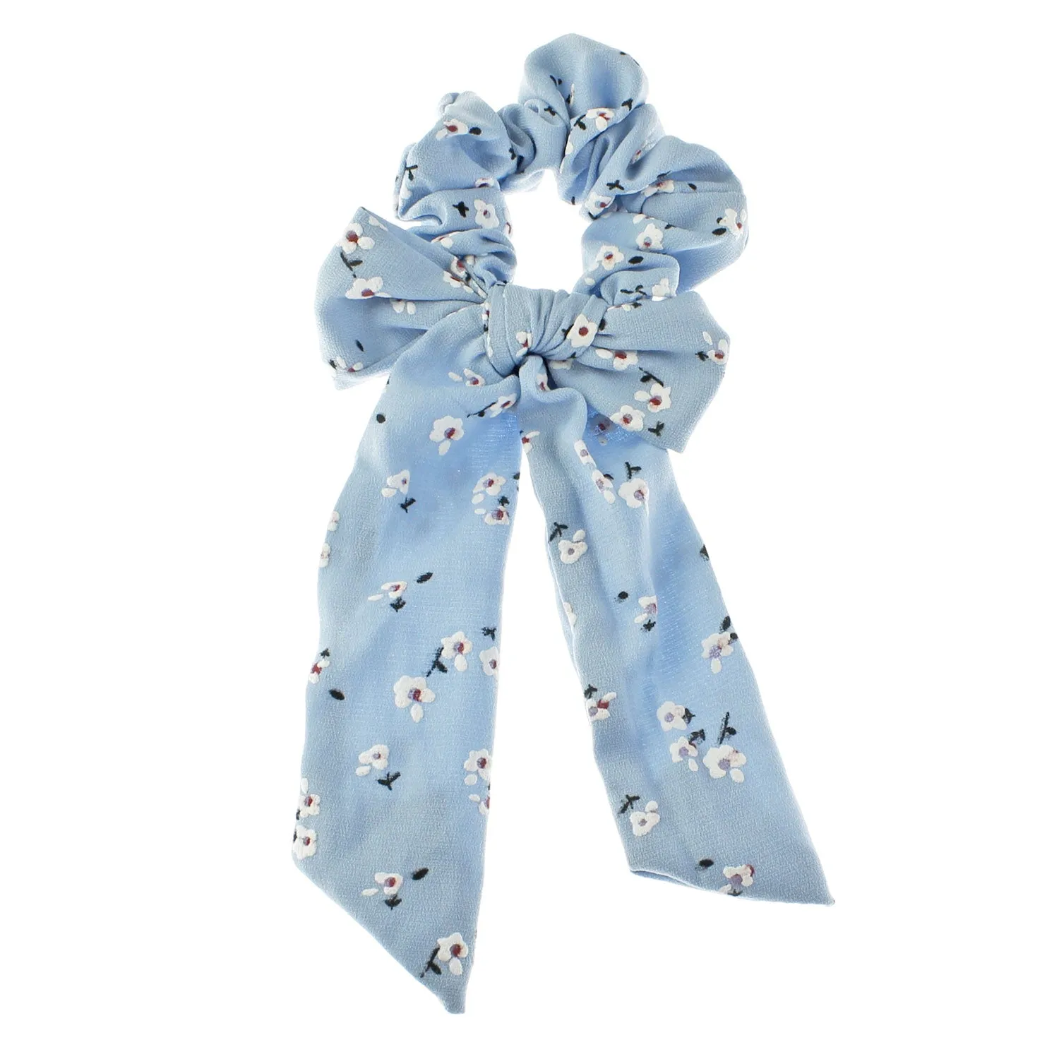 Printed Long Tail Bow Hair Scrunchie