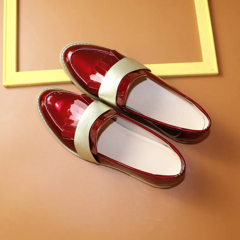 Retro Chic Tassel Vintage Trend Slip-on Vegan Leather Oxford Flat Shoes