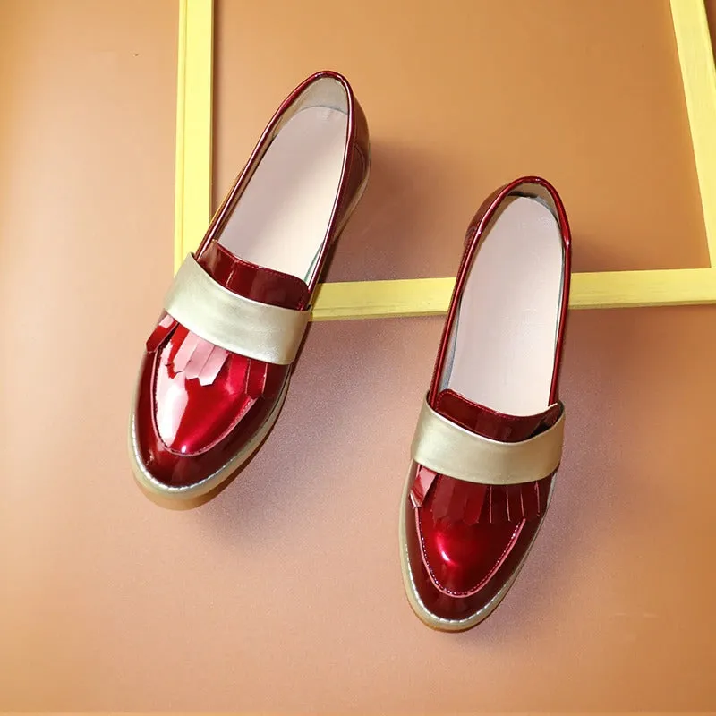 Retro Chic Tassel Vintage Trend Slip-on Vegan Leather Oxford Flat Shoes
