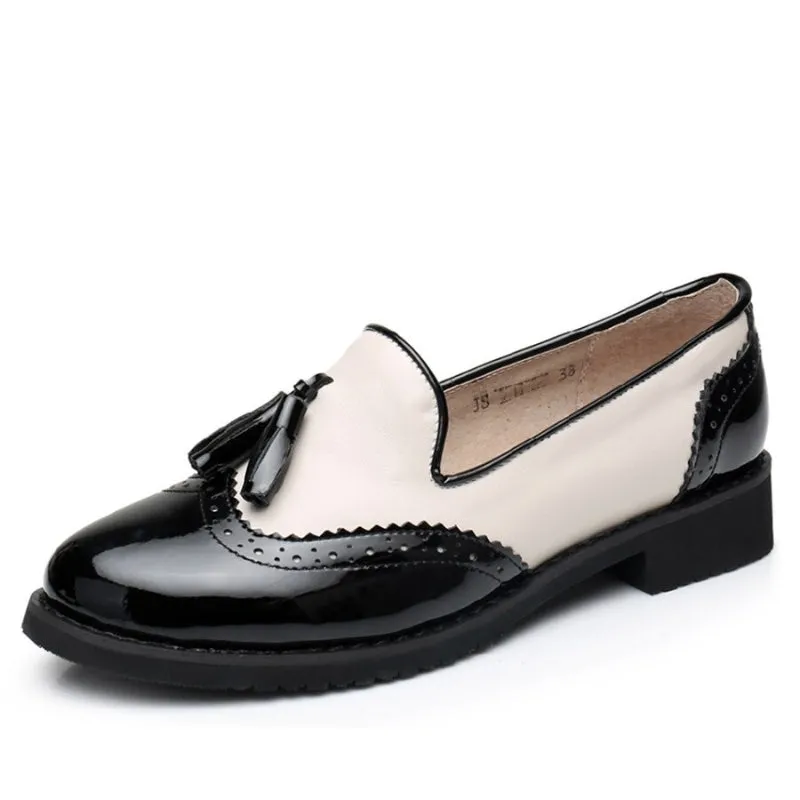 Retro Chic Tassel Vintage Trend Slip-on Vegan Leather Oxford Flat Shoes