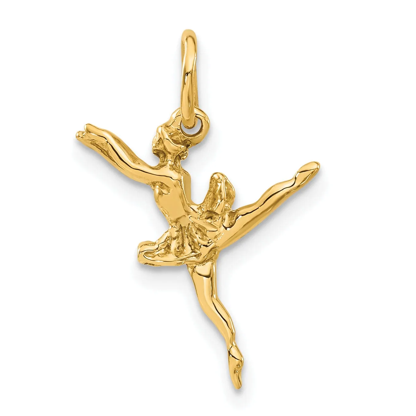 Solid 14k Yellow Gold 3-D Ballerina Pendant
