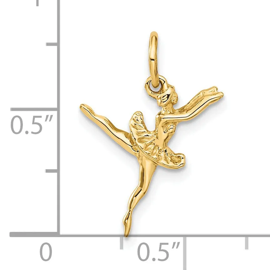 Solid 14k Yellow Gold 3-D Ballerina Pendant