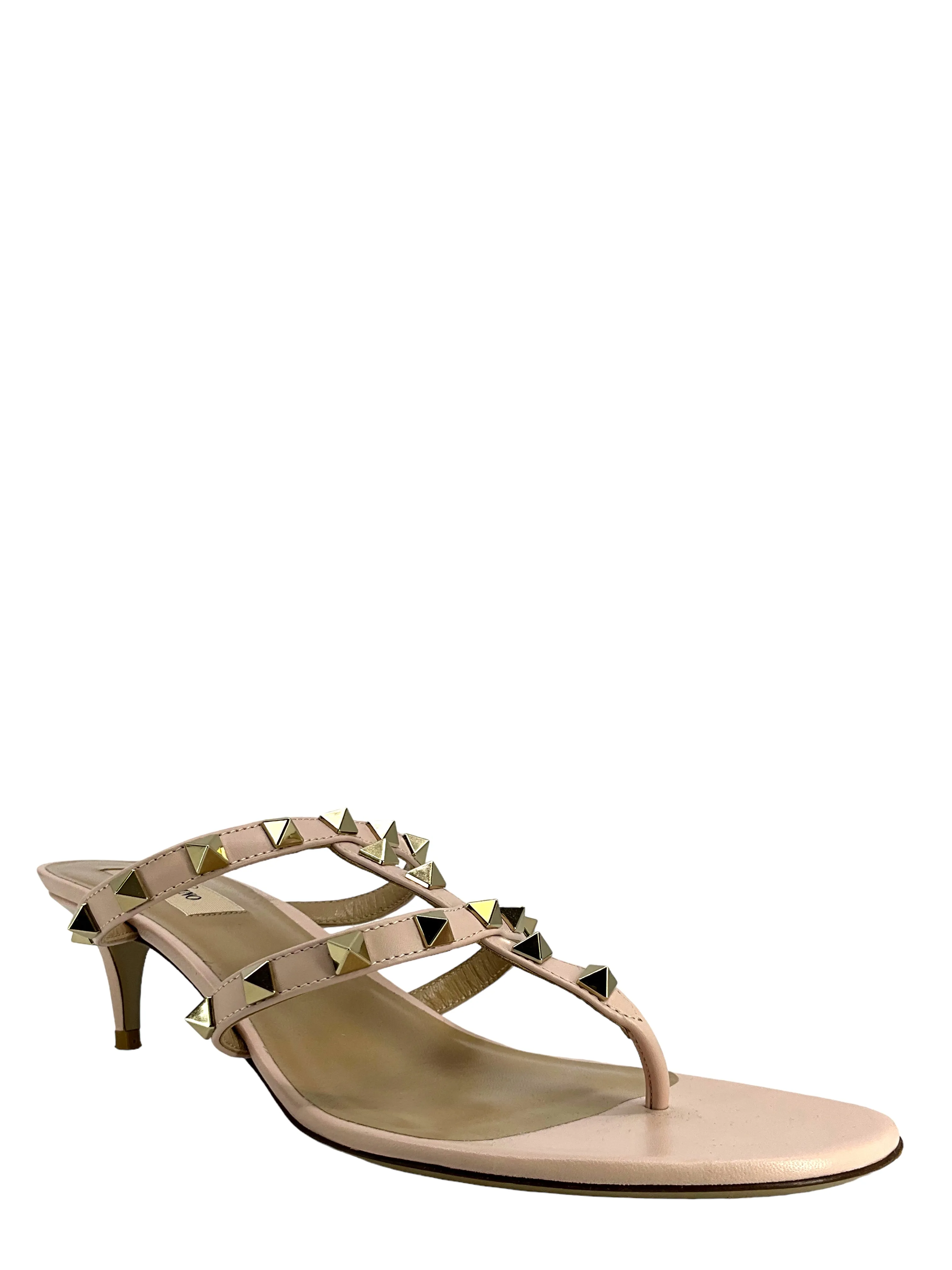 Valentino Rockstud Leather Thong Sandals Size 9.5