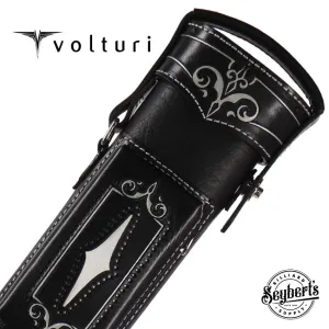 Volturi Custom Brogue Black 3x6 Hard Pool Cue Case - VCBS3x6BLKBLK