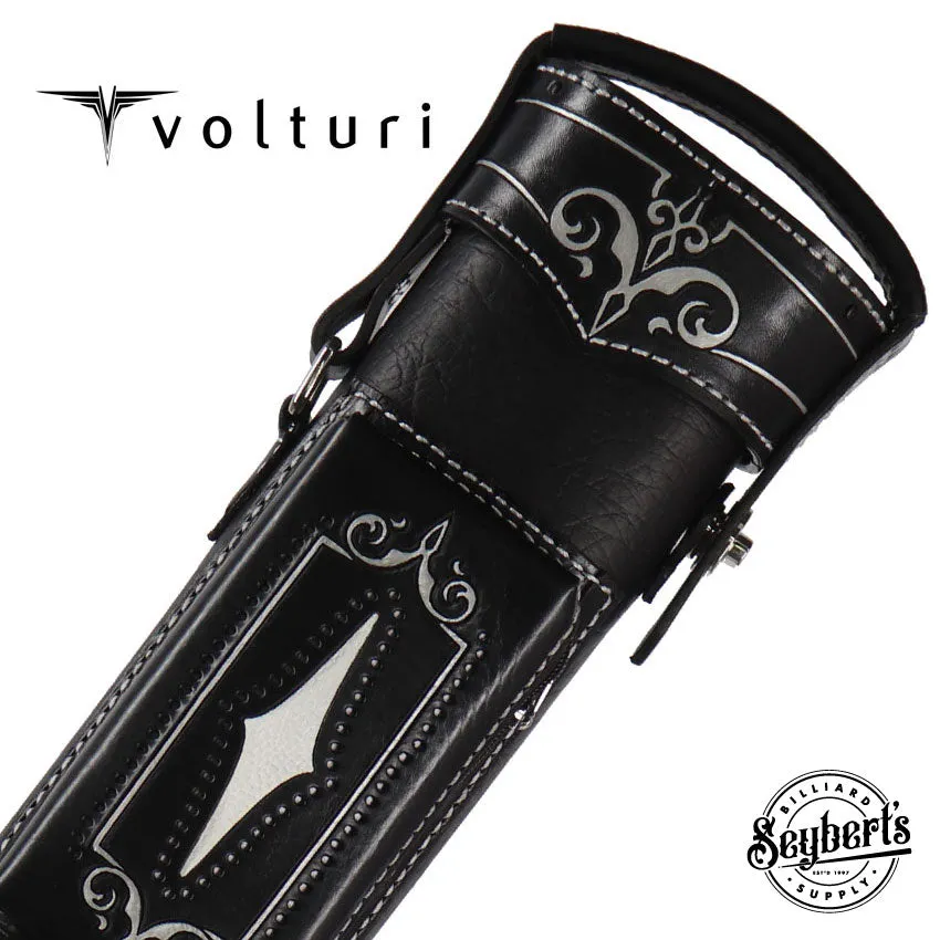 Volturi Custom Brogue Black 3x6 Hard Pool Cue Case - VCBS3x6BLKBLK