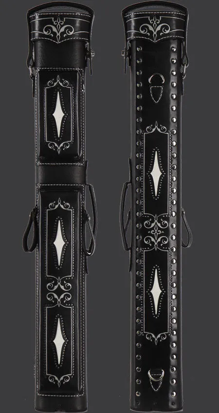 Volturi Custom Brogue Black 3x6 Hard Pool Cue Case - VCBS3x6BLKBLK