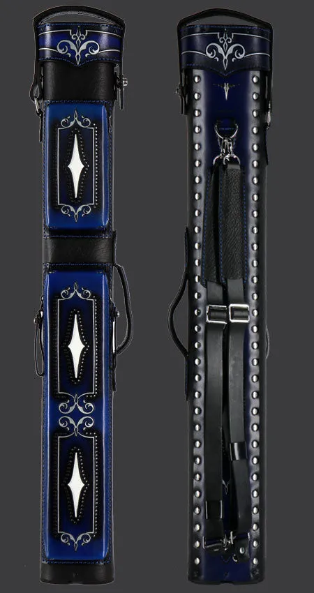 Volturi Custom Brogue Blue 3x6 Hard Pool Cue Case - VCBS3X6BLBLK