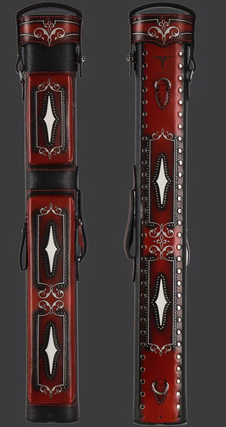 Volturi Custom Brogue Red 4x8 Hard Pool Cue Case - VCBS4X8REDBLK