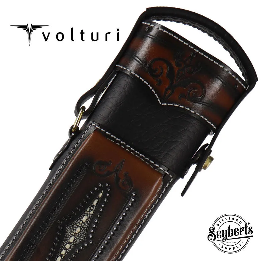 Volturi Custom Brogue Tan 3x6 Hard Pool Cue Case - VCBS3X6TANBLK