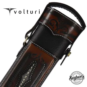 Volturi Custom Brogue Tan 3x6 Hard Pool Cue Case - VCBS3X6TANBLK