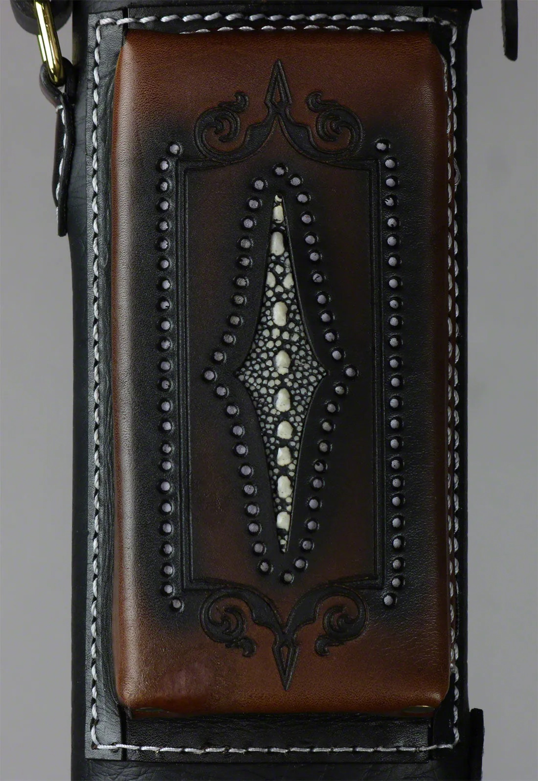 Volturi Custom Brogue Tan 3x6 Hard Pool Cue Case - VCBS3X6TANBLK