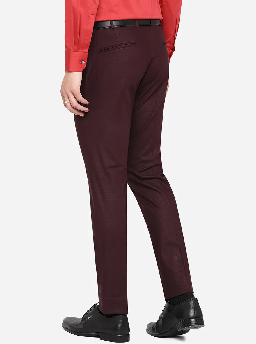 Wine Solid Super Slim Fit Formal Trouser | JadeBlue