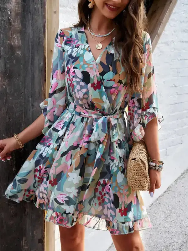 Women’s elegant printed strappy dress